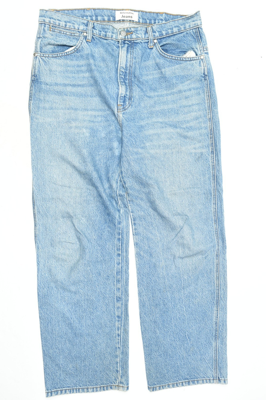 REFORMATION Cowboy Jeans Womens 31 Blue Relaxed Fit Straight Leg High-Rise